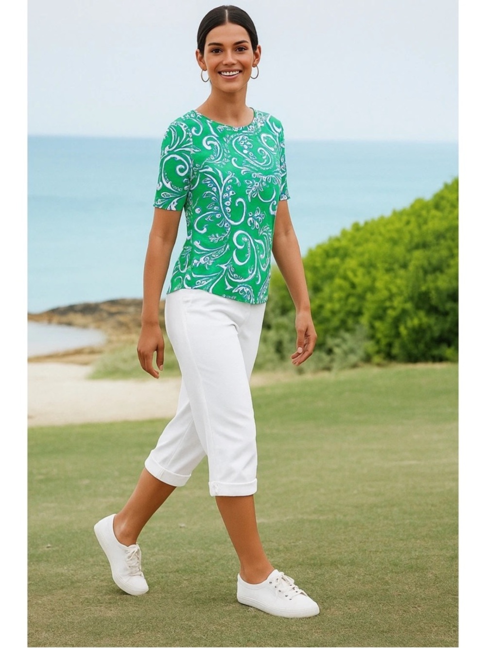 Soft Surroundings Barbados Convertible Crop Pants NWT Color White Size Medium